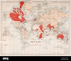 Mappa del mondo che mostra in rosso la misura dell impero britannico ...