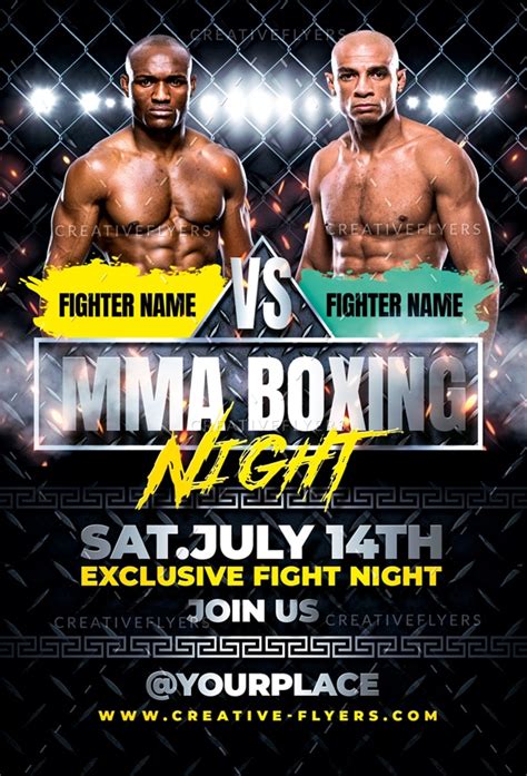 Boxing Or Mma Night Flyer Template Creative Flyers