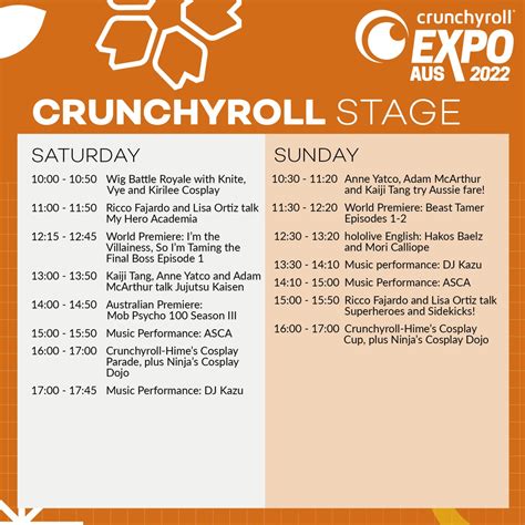 Crunchyroll Crunchyroll Expo Australia Releases Full Schedule Of