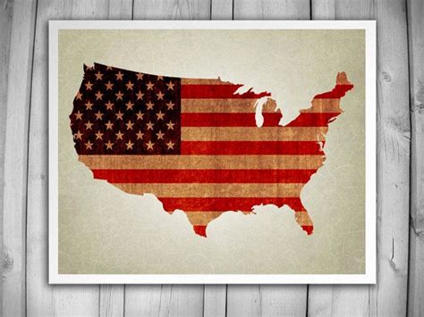 United States Map Art Print America Flag Wall Art Usa Etsy United