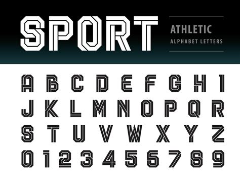 Athletic Alphabet Letters And Numbers 673988 Vector Art At Vecteezy