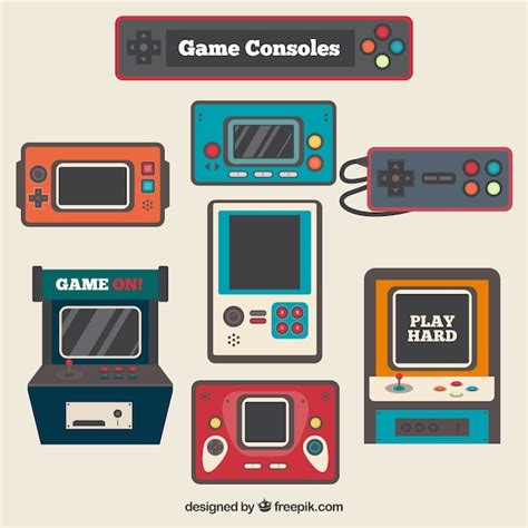 Vintage Video Game Consoles In Flat Design Vector Free Download