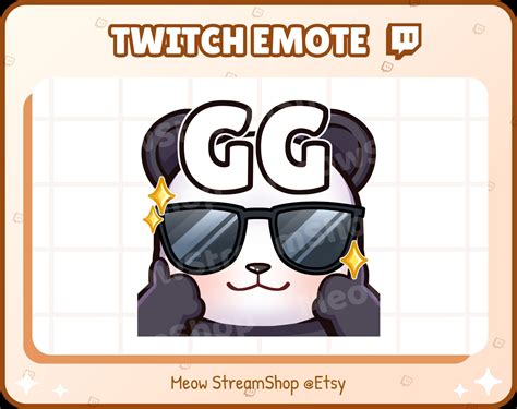 Twitch Emote Panda Gg Ez Cool Emote For Streamer Cute Etsy