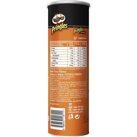 Pringles Beef Taco Flavour Potato Chips 134g Woolworths
