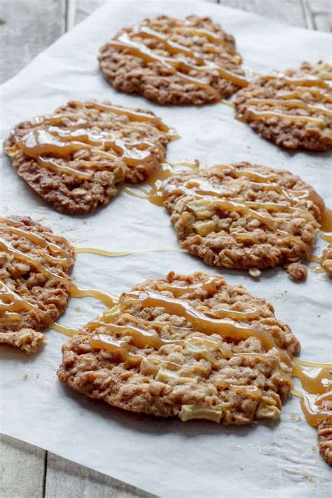 Not only are these pretty cookies fun to serve, but they bake up delicate and flaky and taste wonderful. Caramel Apple Oatmeal Cookies | Recipe | Oatmeal cookies ...