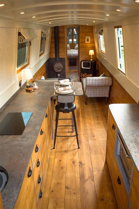 Narrowboat Salon Boat House Interior Boat Interior Design Narrowboat