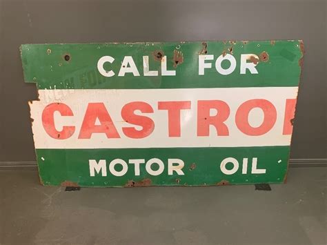 Large Vintage Enamelled Steel Castrol Motor Oil Wall Sign As Is