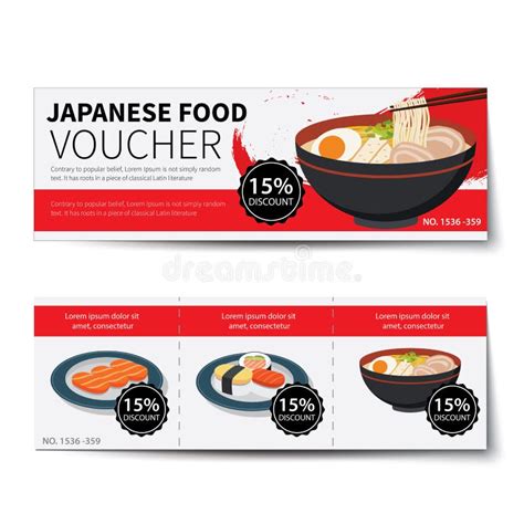 Japanese Food Voucher Discount Template Design Stock Vector