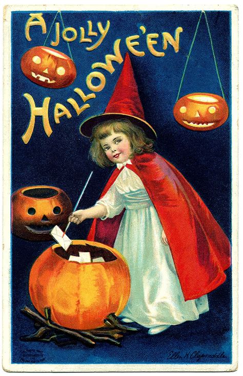vintage halloween clip art sweet  witch girl