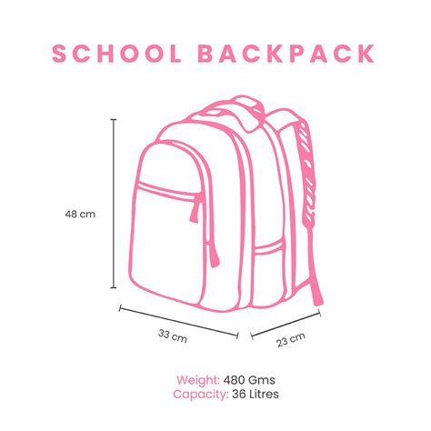 Size Chart School Backpack