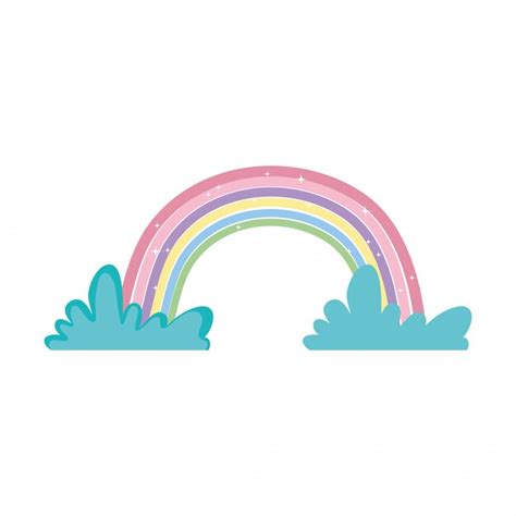 Premium Vector Cute Rainbow With Clouds