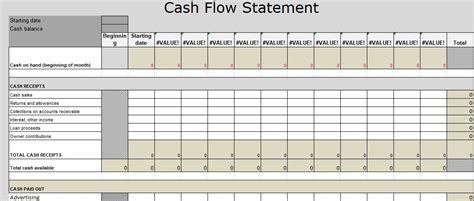 Excel cash flow forecast template. Cash Flow Statement Excel Template Download - Excel ...