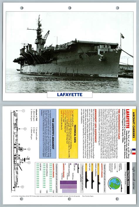 Lafayette 1943 Aircraft Carriers Atlas Warships Maxi Card Ebay