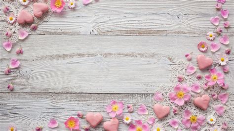 Wallpapers Heart Roses Petals Bellis Flowers Template Greeting Card