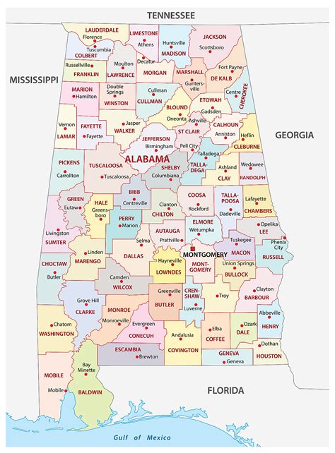 Alabama County Map Counties