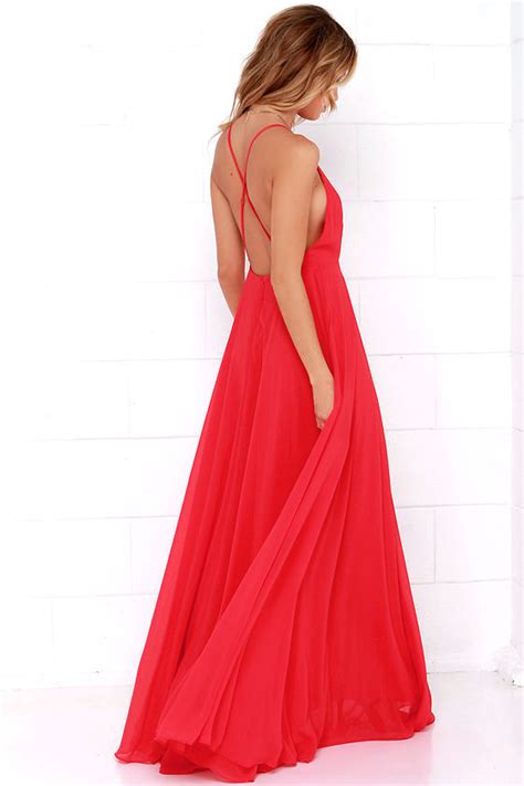 Beautiful Red Dress Maxi Dress Backless Maxi Dress 6400