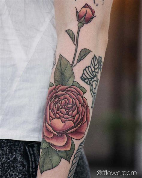 Peachy English Rose Tattoo Tattoogrid Net