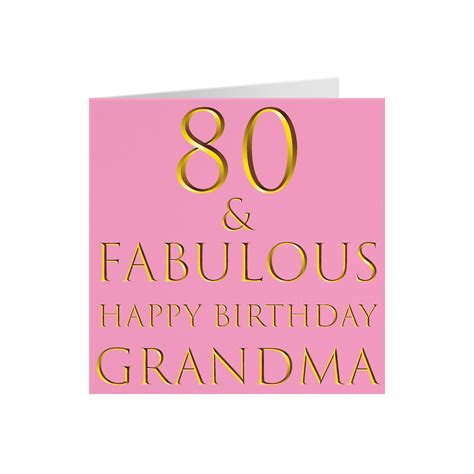Grandma 80th Birthday Card 80 And Fabulous Etsy Uk