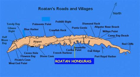 Roatan Honduras Island Map Roatan Roatan Honduras Honduras