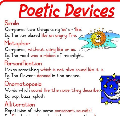 What Are The Different Types Of Poetic Devices With Examples