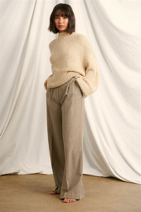 Chunky Oversized Lurex Sweater Beige Na