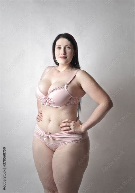 Portrait Of Beautiful Curvy Girl In Lingerie Stock Photo Adobe Stock