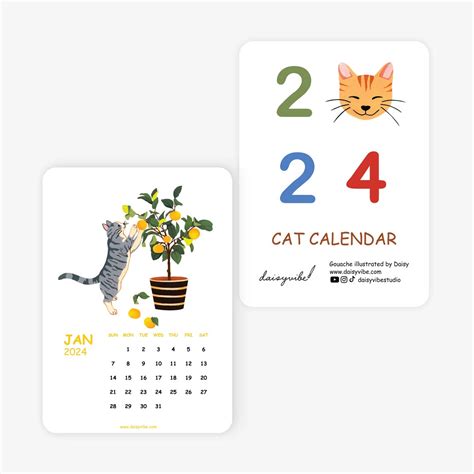 Pre Order 2024 Cat Desk Calendar Cat Lover Calendar 5 Etsy Uk