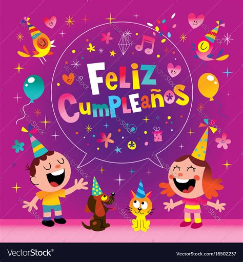 Feliz Cumpleanos Happy Birthday In Spanish Vector Image