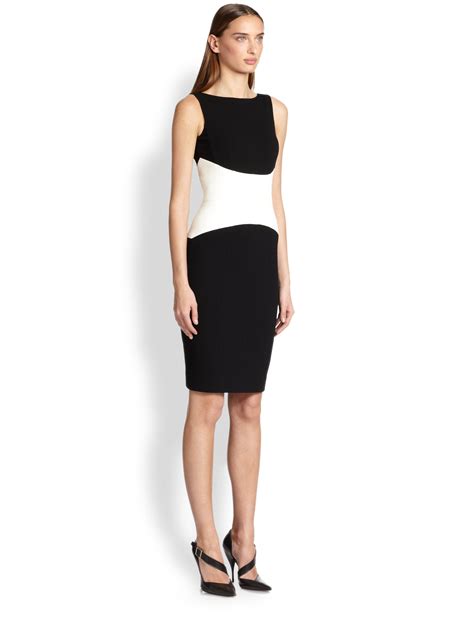 Lyst Narciso Rodriguez Contrast Waist Pencil Dress In Black