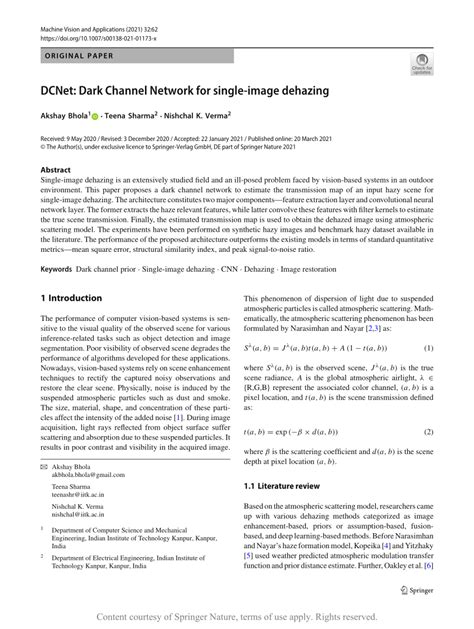 Dcnet Dark Channel Network For Single Image Dehazing Request Pdf