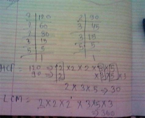 Find The Hcf And Lcm Of 120 And 90 By Prime Factorization