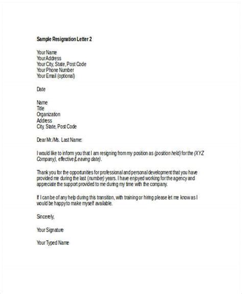 Thank You Resignation Letter Templates 8 Free Word Pdf Format