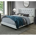 Queen Size in White Faux Leather Fabric DG Casa Bardy Upholstered Panel ...
