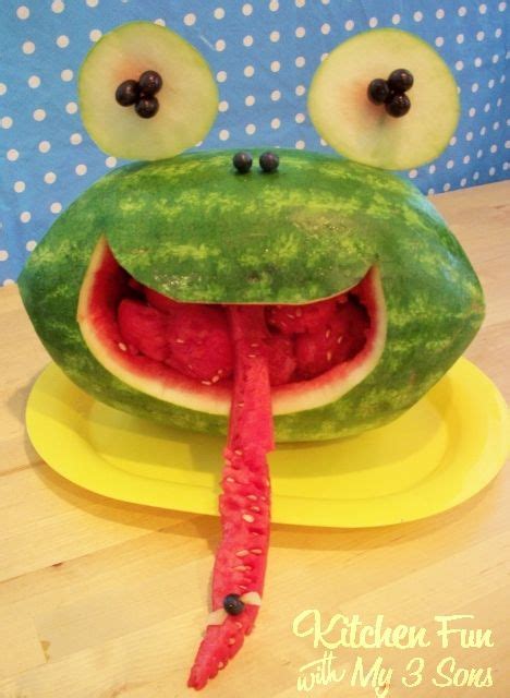 Watermelon Frog Face Fun Kids Food Watermelon Carving Edible Crafts