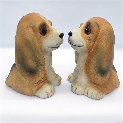 2 Vintage Basset Hound Puppy Figurines Homco 1407 Dog Etsy