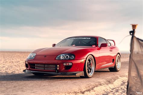 Renaissance Red Toyota Supra Turbo Weld S71 Forged Wheels