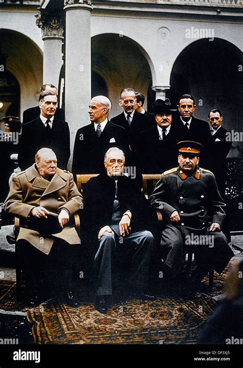 Winston Churchill Joseph Stalin And Franklin Roosevelt At The Yalta