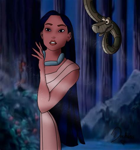 Pocahontas And Kaa Coloured By Lizzidoll On Deviantart
