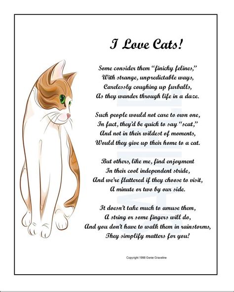 I Love Cats Digital Download Cat Lovers Poem Cat Poem Print Etsy