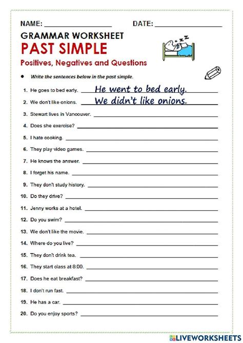 Past Simple Tense Interactive Worksheet For Grade 8 Live Worksheets