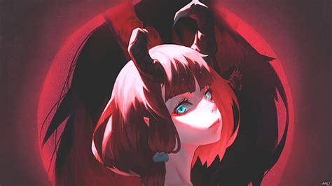 Hd Wallpaper Anime Anime Girls Devil Demon Horns Moon Original