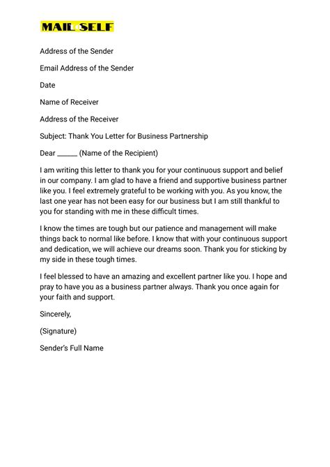 Thank You Letter For Business Partnership How To Templates And Examples