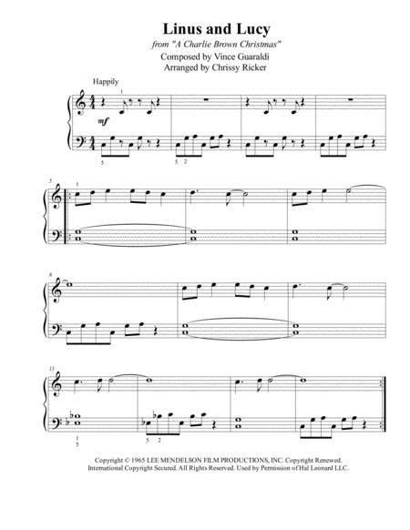 Linus And Lucy From A Charlie Brown Christmas Easy Piano Sheet Music Pdf Download