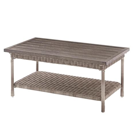 A patio table cover can transform the look of your outdoor seating area by adding that extra pop of color to your yard. Hampton Bay Beacon Park Gray Wicker Outdoor Patio Coffee ...