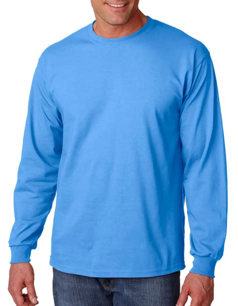 Gildan Mens Double Needle 100 Cotton Long Sleeve Bottom Hem T Shirt