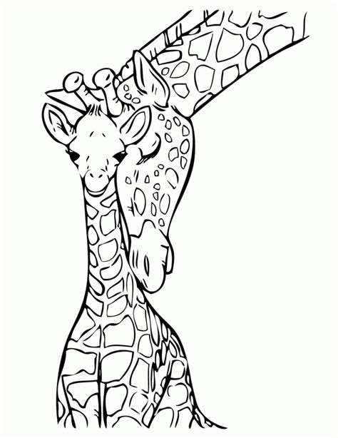 Baby Giraffe With Mommy Coloring Page Giraffe Coloring