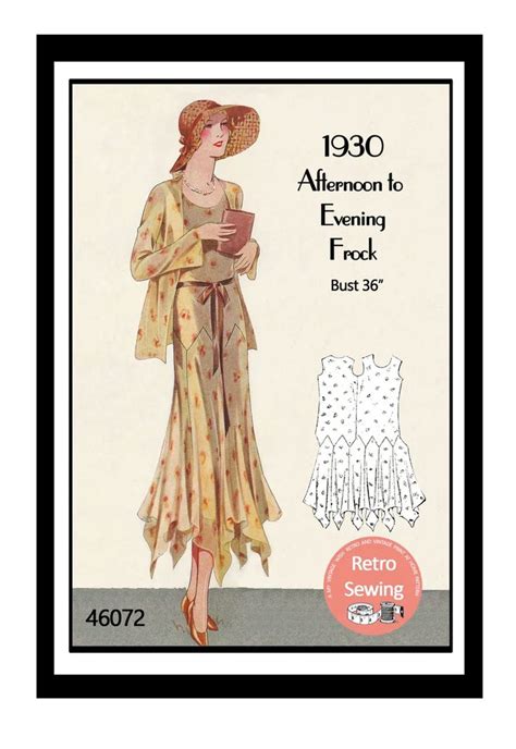 1930s Afternoon To Evening Frock Pdf Print At Home Sewing Etsy