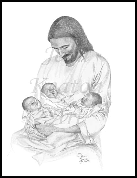 Triplets Jesus Christian Art Religious Art Pencil Drawing