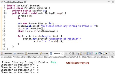 Java Program To Print Characters In A String