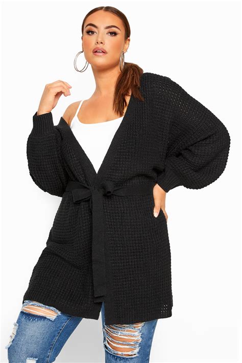 Black Belted Knitted Cardigan Yours Clothing